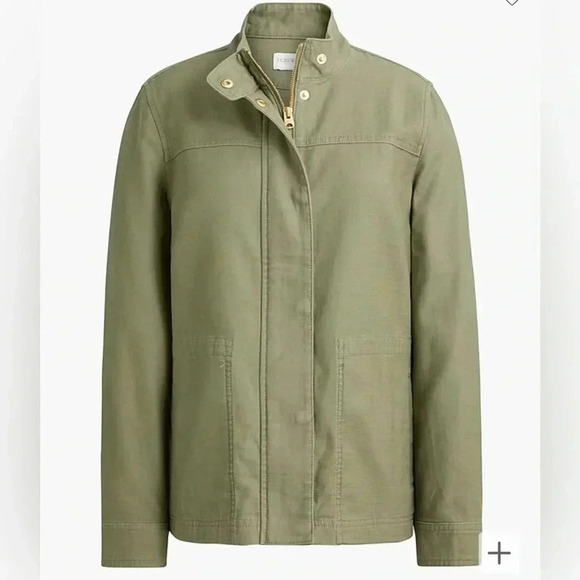 J Crew Utility Jacket Olive Green NWT Women’s Size XL Cotton Blend Zip Up - Picture 4 of 12
